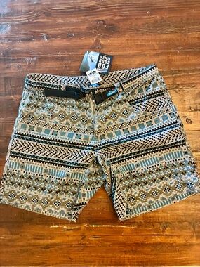 NWT Kavu Men’s Large Geo-Pattern Shorts in Blue & Tan